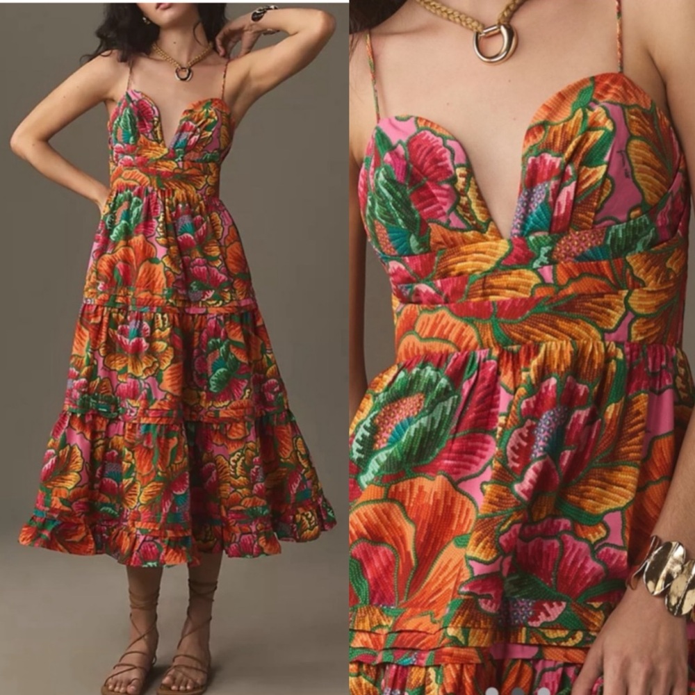 FARM RIO Spring Sleeveless MIDI Dress NWOT XL